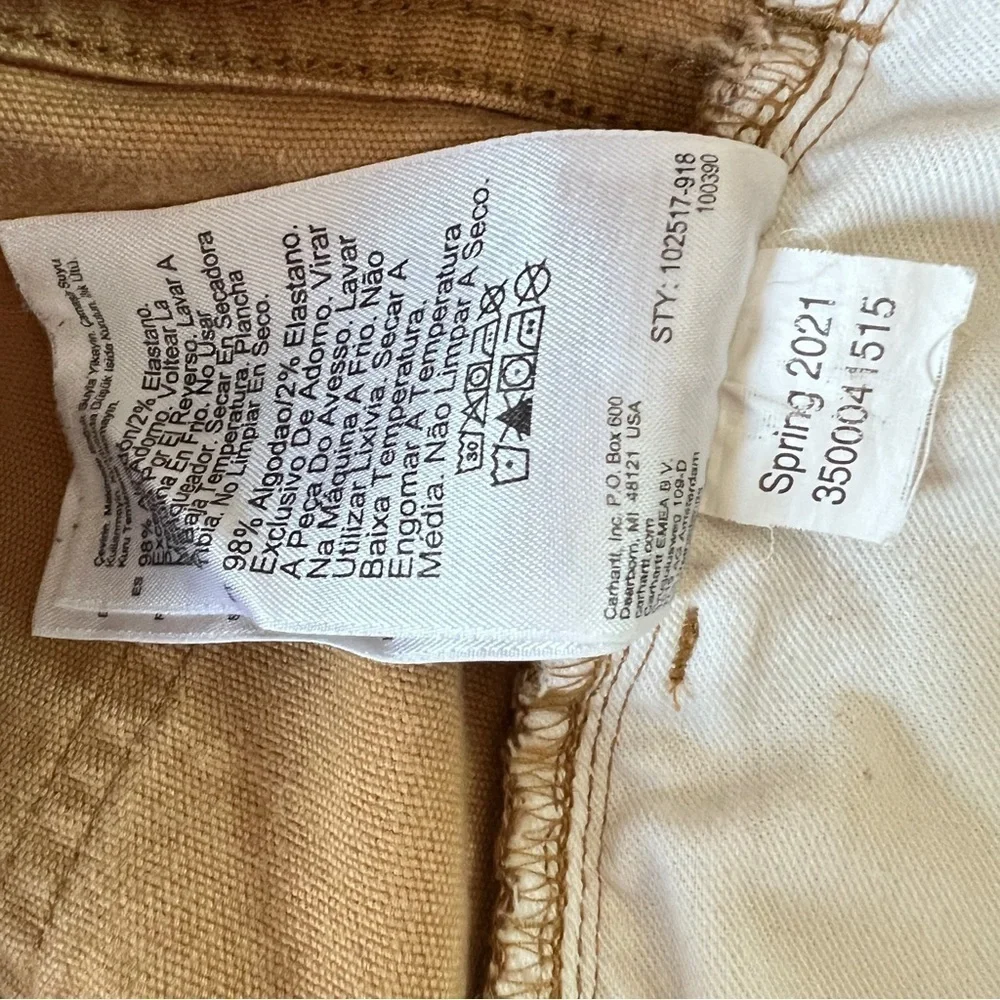 CARHARTT Rugged Flex Relaxed Fit Canvas 5-Pocket Work Pants Tan Brown 44 x 32